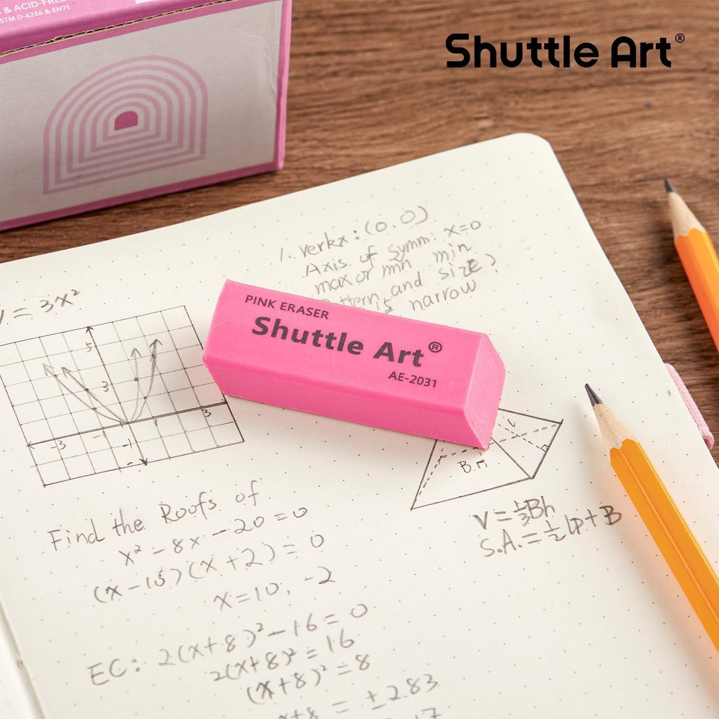 Pink Erasers, Shuttle Art 120 Pack Pink Erasers Bulk for School, Office, Latex-Free Soft Eraser for Kids, Teachers as School Supplies