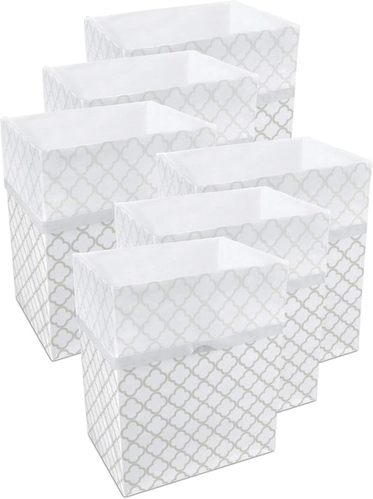 | 13 Gallon Disposable Trash Cans (6-Pack) with Fitted Trash Bags - Reusable Garbage and Recycling Bins for Parties, Events, and More (Trellis - 17" Height x 13.5" Width x 10" Depth)