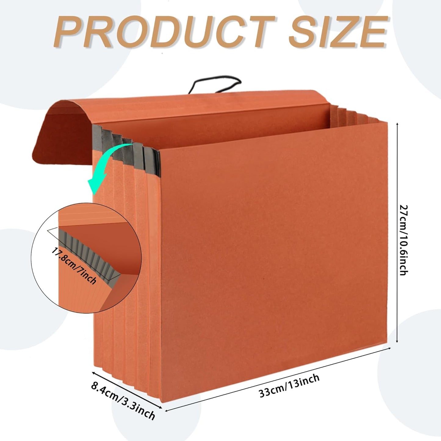 6 Packs Expanding File Pockets with Flap,Heavy Duty Expandable Folder Bag,Accordion File Folder,Elastic Cord Closure,Kraft Accordion File Organizer for Office,School,Home,Letter Size