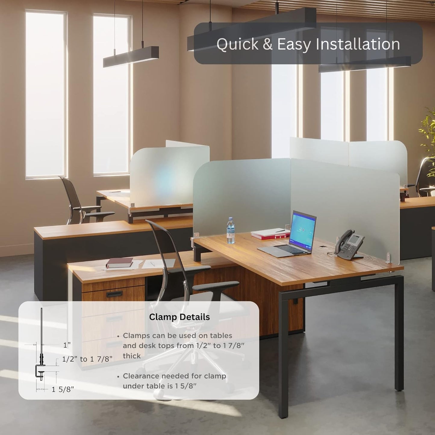 Desk Divider for Students and Desk Privacy Panel. Office Partitions and Ideal Cubicle Light Shield. Frosted Acrylic Clamp-on Desk Partition - 29” W x 22”H Divider