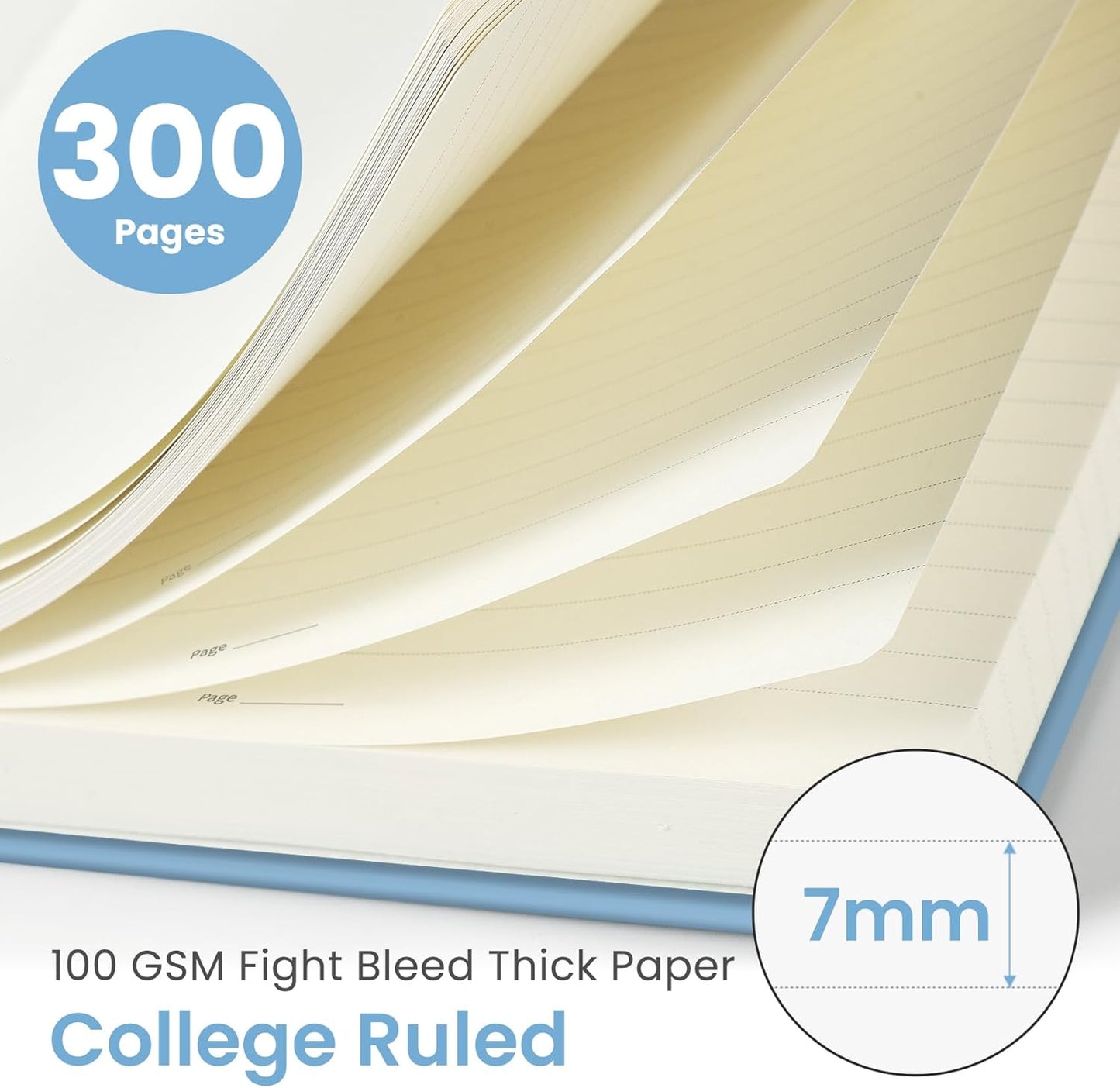 Lined Spiral Notebook Journal for Work, 300 Pages Thick B5 (7.1"x10") College Ruled Journal for Women & Writing, Hardcover Notebook for Note Taking, Perfect for Office Home School, Perfect for Office Home School, Blue