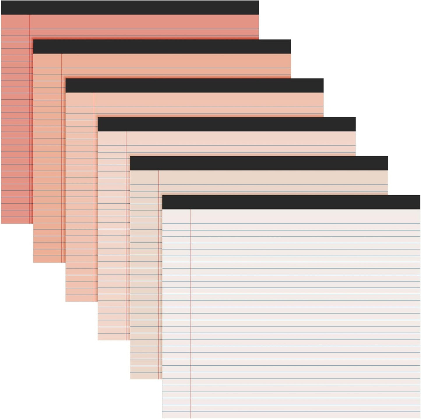 Lincia 6 Pcs 11" x 9.5" Legal Pads College Ruled Notepad Landscape Notebook Horizontal Lined Notebook 80 Gsm Assorted Colors Paper Pastel Writing Pads for School Office, 40 Sheet (Gradient Orange)