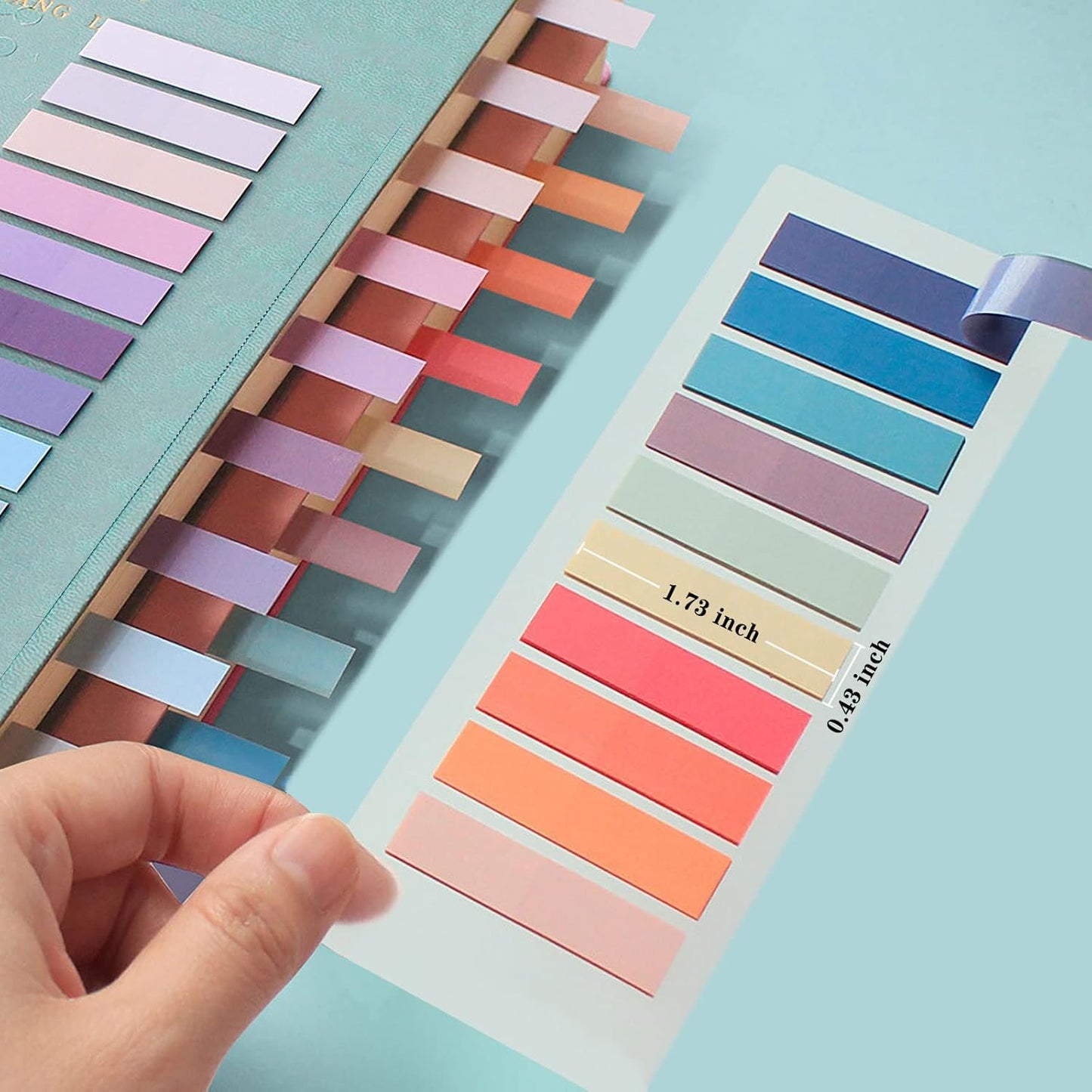 ELII 3200pcs Books Tabs for Annotating,Sticky Tabs Clear Sticky Notes, Morandi Page Markers for Notebooks, Multi-Colored Writable and Repositionable Book Flags Strip (3200pcs)