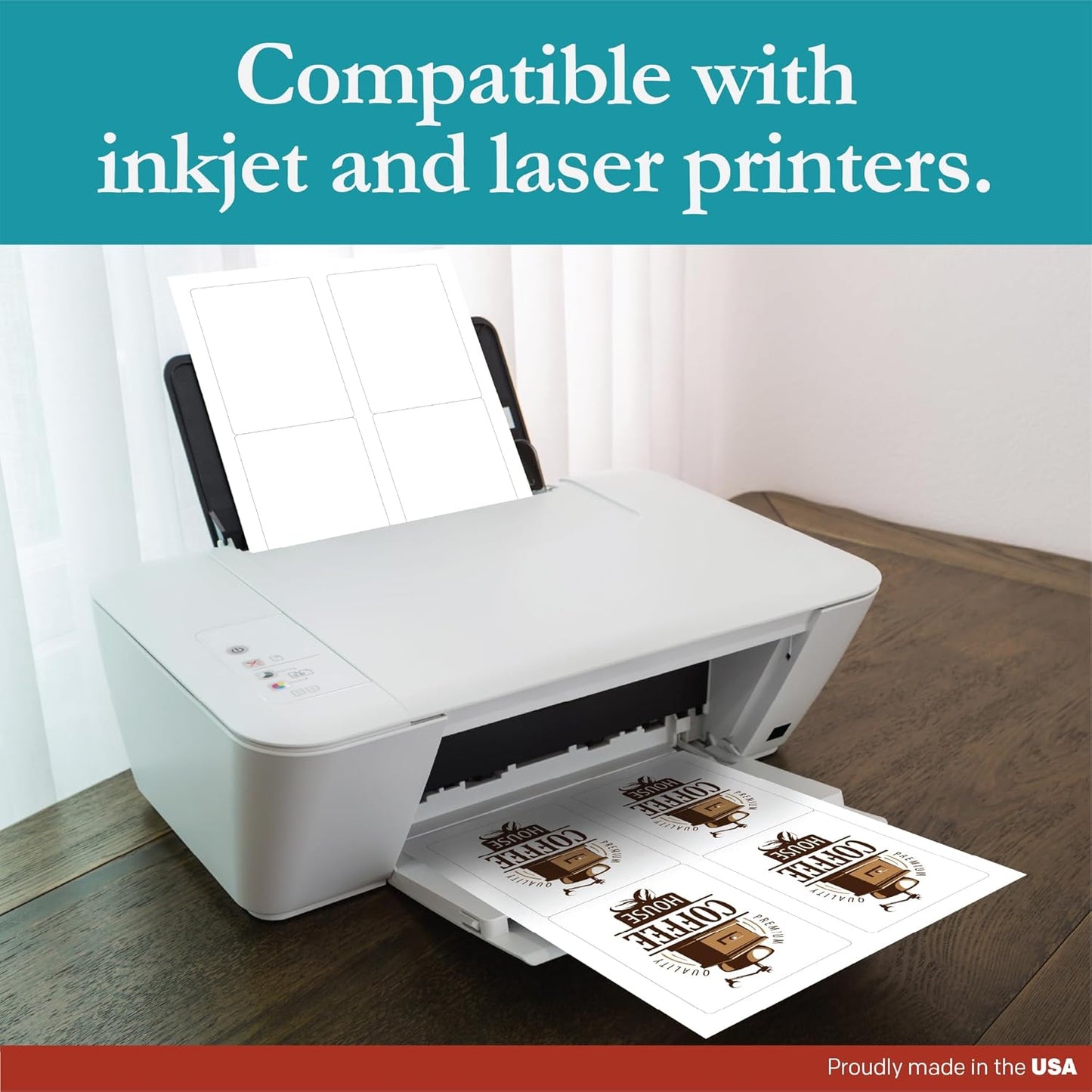 Premium Label Supply White Sticker Mailing/Shipping Labels – 3.5" x 5" – Laser/Inkjet Compatible – (4 per Sheet), 100 Sheets - 400 Total Adhesive Labels