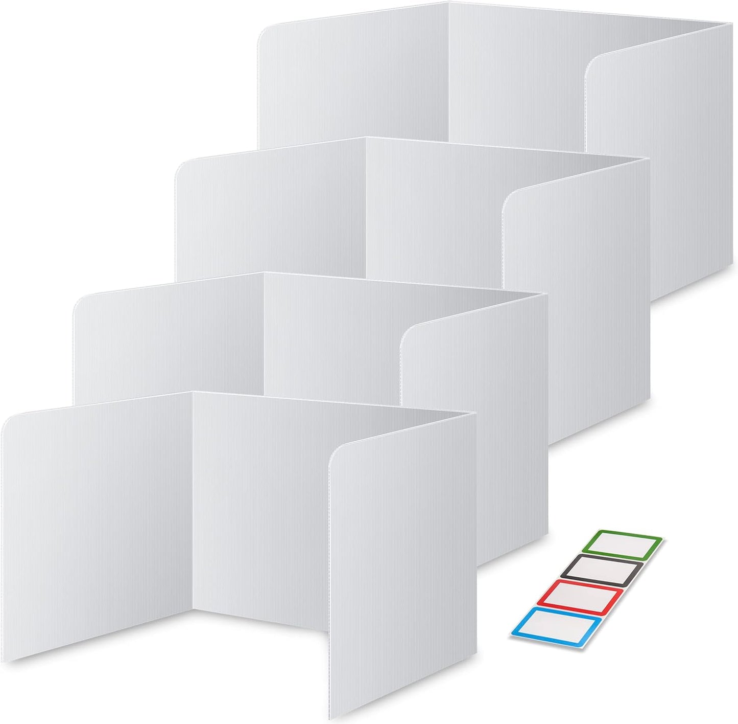 4-Pack Classroom Privacy Shields for Student Desks - Easy to Clean Plastic Desk Divider Folder Study Carrel Sneeze Guard for Student Testing Dividers Boards