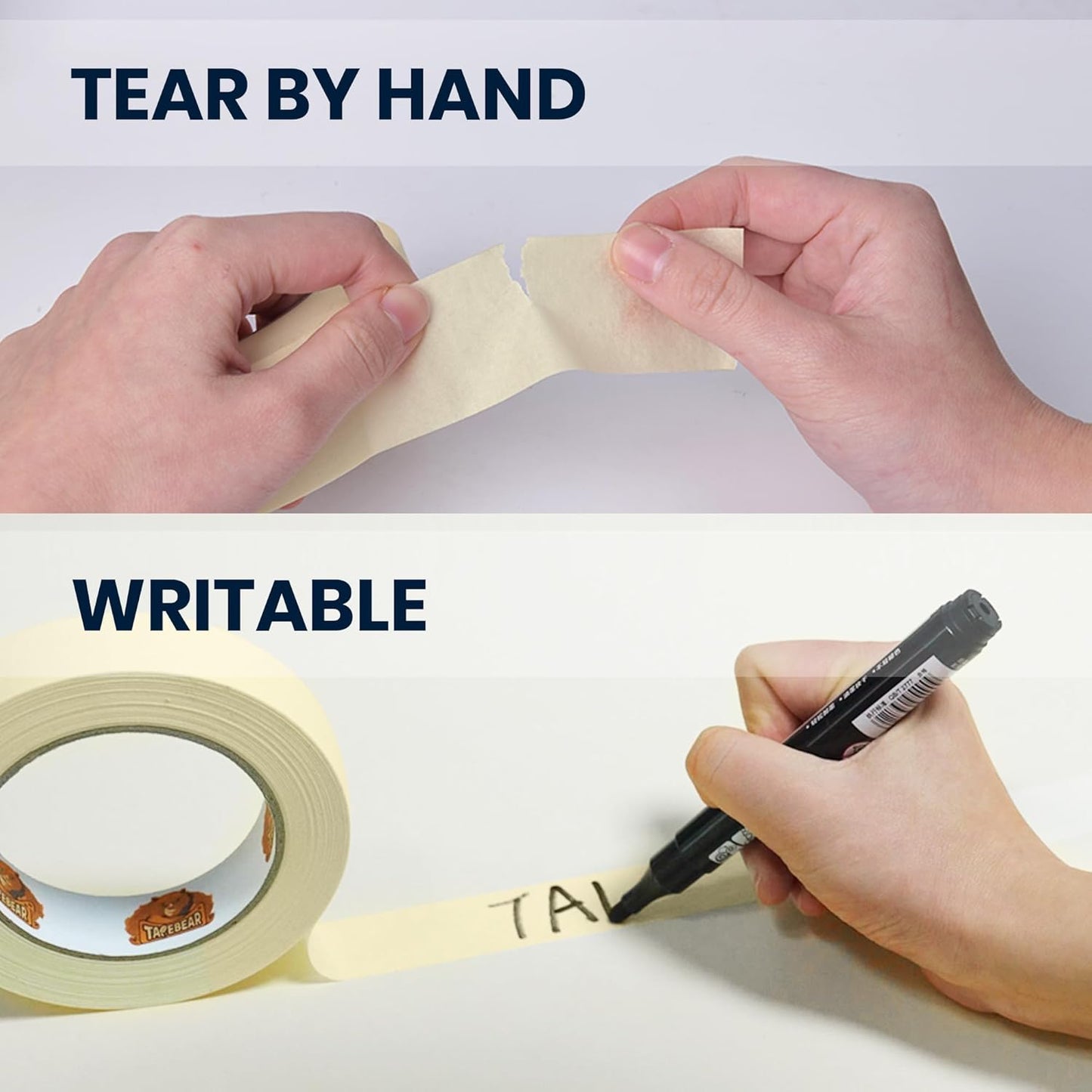 General Purpose Masking Tape 0.94 Inches x 60 Yards, Beige White Painters Tape for Painting, Labeling, DIY Arts Crafts, Home Office School Projects, 6 Rolls