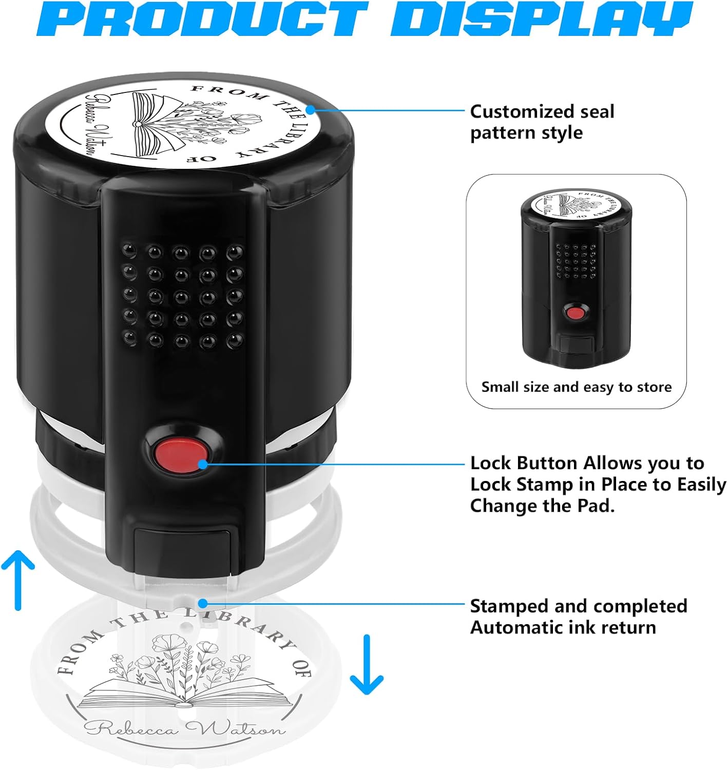 Custom Self-Inking Stamps | Personalized Book Stamp Gift for Book Lovers | 5 Ink Colors (Style07)