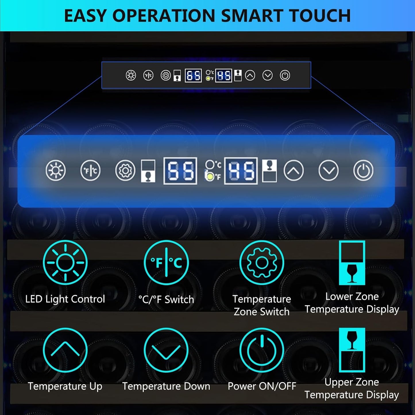 Dual Zone Wine Fridge Freestanding 175 Bottle, 24 Inch Large Capacity Built-in Wine Cooler Refrigerator with Upgraded Compressor Cooling and Intelligent Temperature Memory
