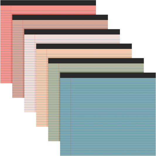 Lincia 6 Pcs 11" x 9.5" Legal Pads College Ruled Notepad Landscape Notebook Horizontal Lined Notebook 80 Gsm Assorted Colors Paper Pastel Writing Pads for School Office, 40 Sheet (Vintage Color)