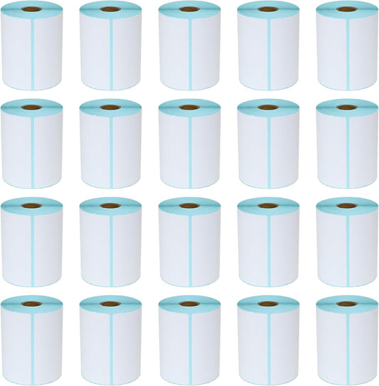 L LIKED 4"x 6" Direct Thermal Labels White Perforated Shipping Labels, 250 per Roll, 20 Rolls - Commercial Grade