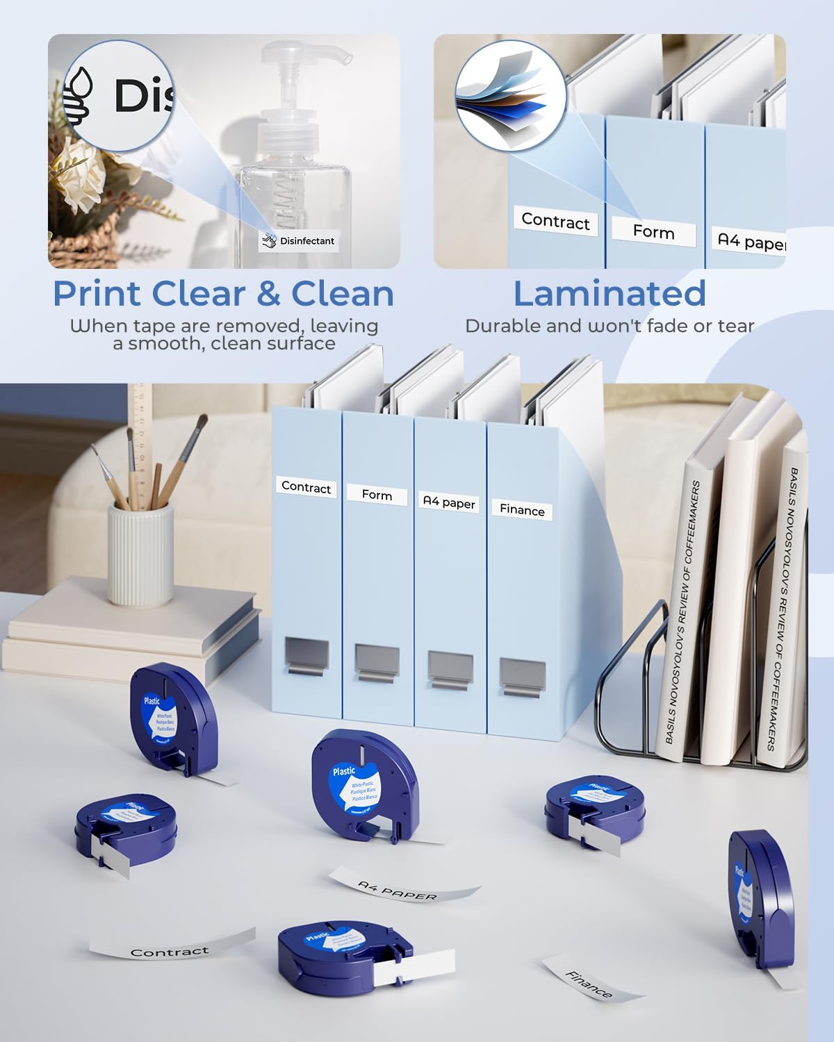 6-Pack Compatible with Dymo Letratag Refills 91331 White Plastic Label Maker Tape 12mm x 4m(1/2" x 13ft) Compatible with Dymo Label Maker Refills for Dymo Letra Tag 200B LT-100H 100T Plus