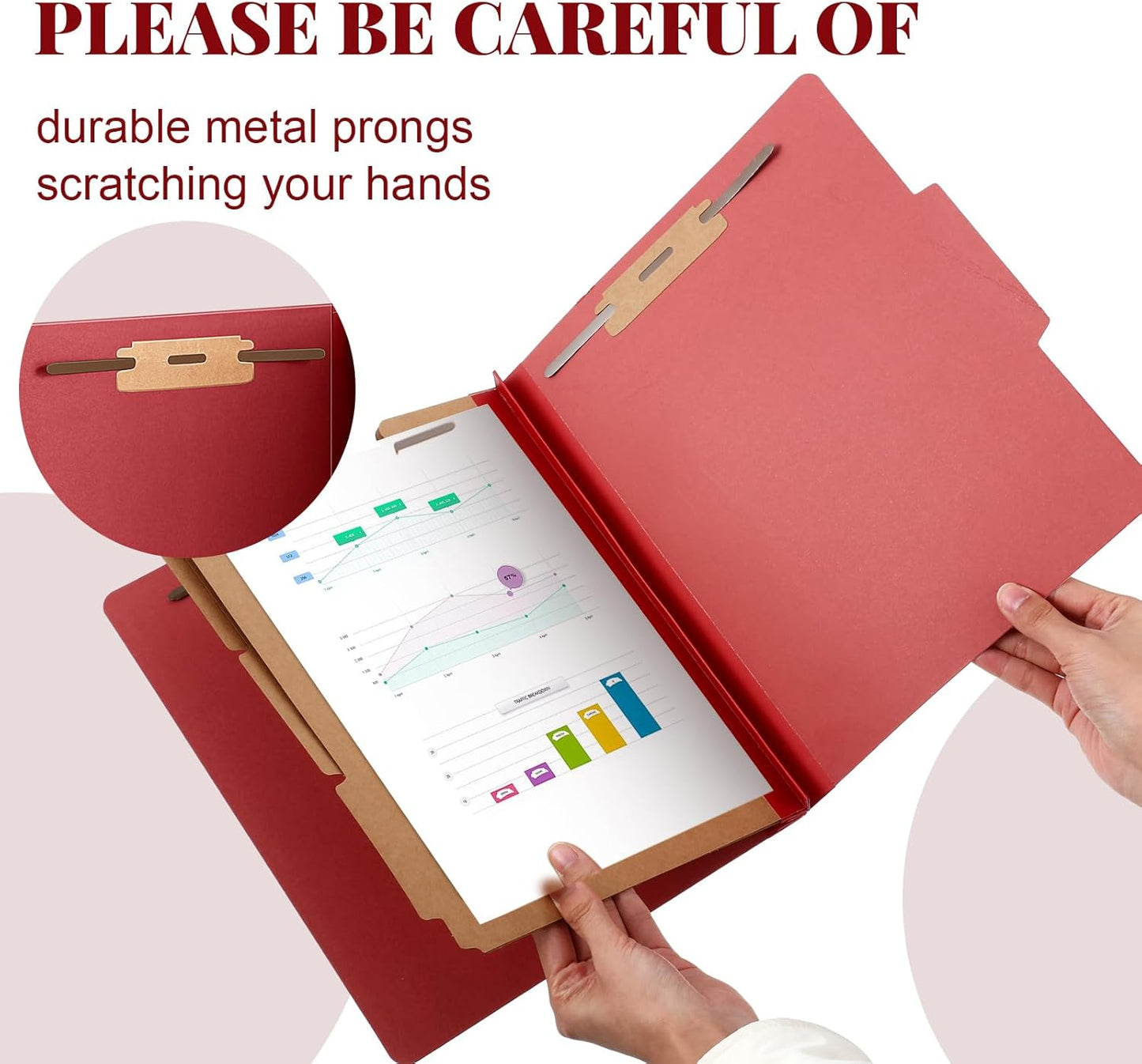 36 Pcs Classification Folders Letter Size, 3 Divider Pressboard File Folder with Fasteners, Expanding File Organizer Bulk for Teachers, Clergy, Office, Church, Christmas Donations (Red)