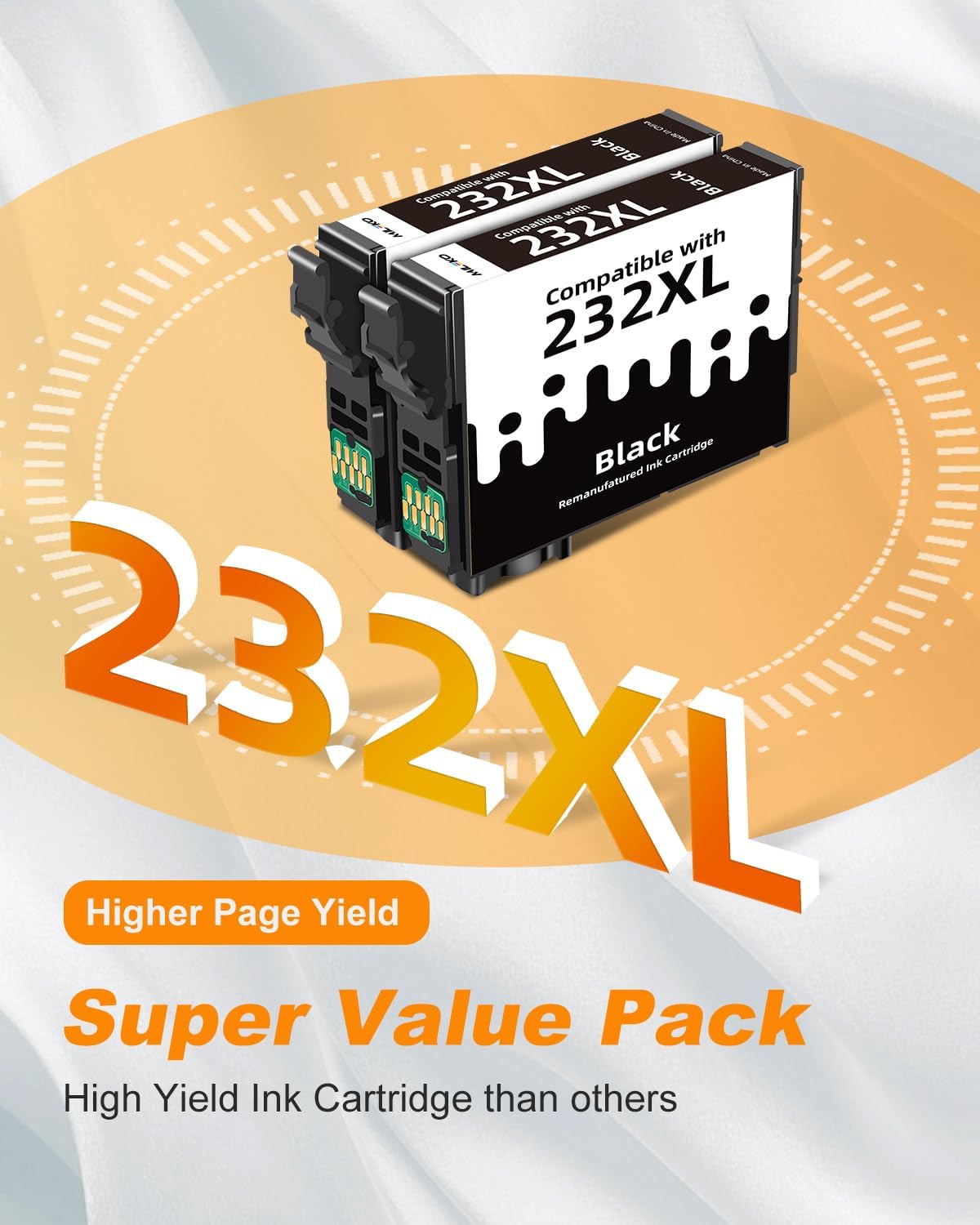 232XL Black Ink Cartridges Remanufactured Replacement for Epson 232 Black Ink Cartridge for Epson 232 Ink Cartridge 232XL 232 XL for Epson XP-4200 XP-4205 Workforce WF-2930 WF-2950 Printer (2 Black)