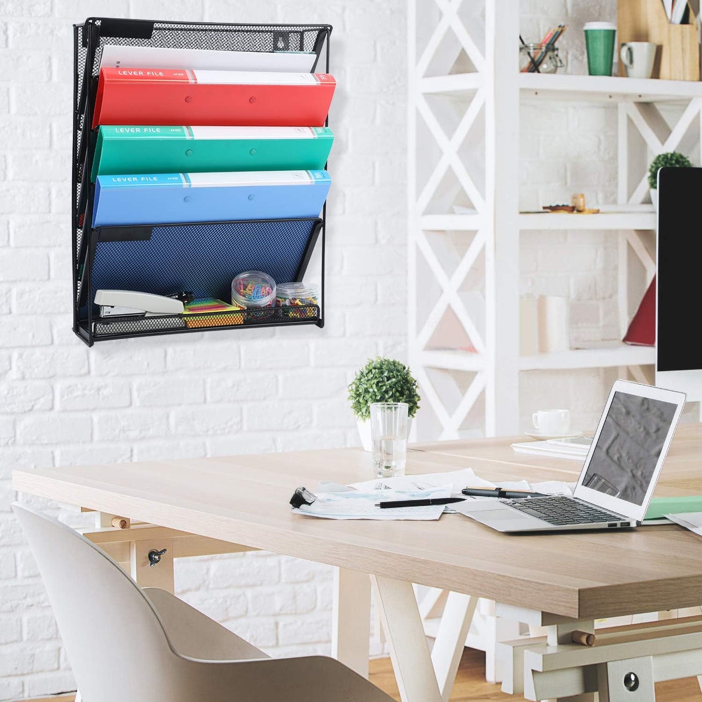 samstar Wall File Holder, 6-Tier Hanging Wall File Organizer Wall Mount Paper File Folder Mail Organizer for Office/School, 1 Pack