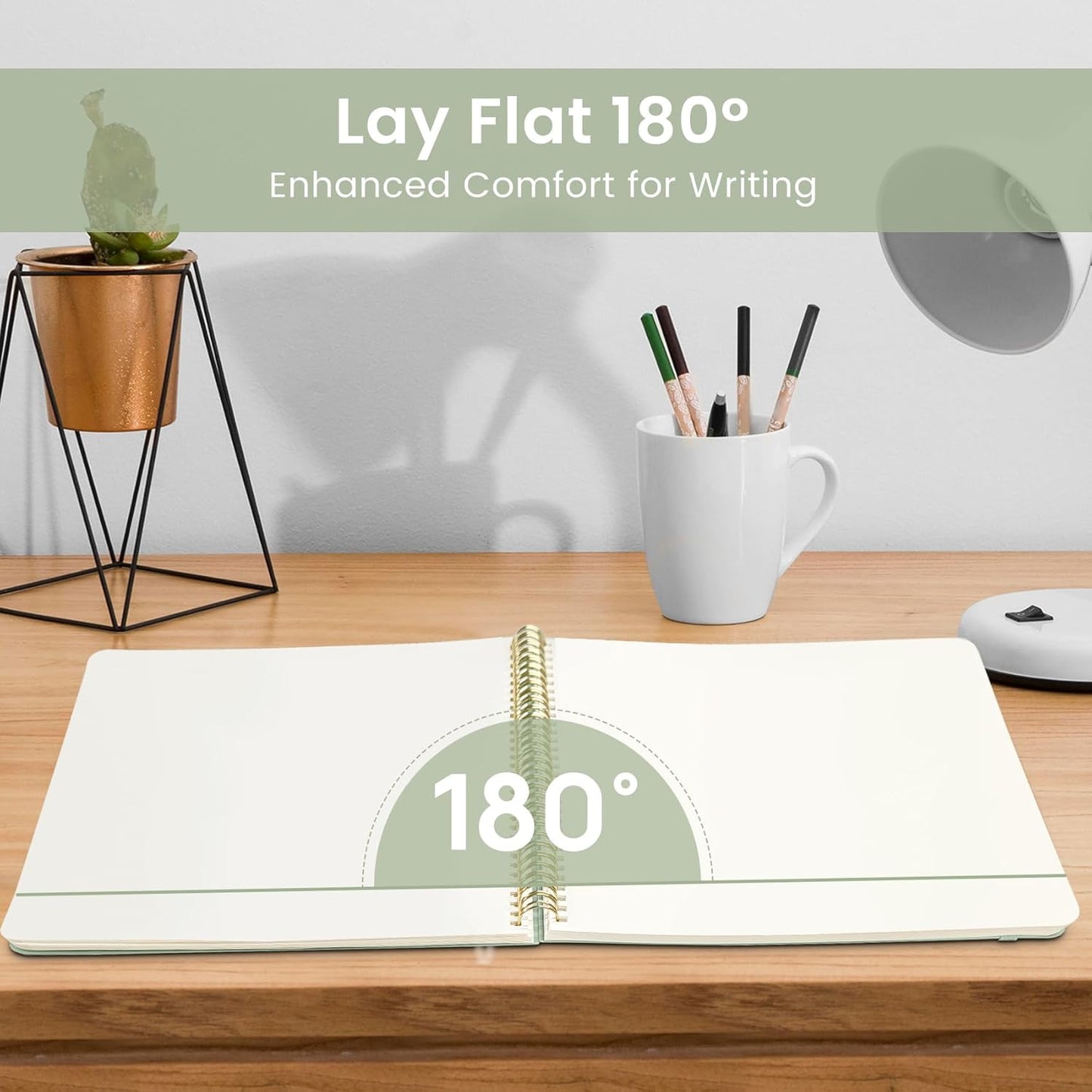 Taja Spiral Blank Notebook, 8.5"x11" Notebooks for Work, Large A4 Journal for Women & Men, Sketch Journal, Journaling Notebook for Writing, Plastic Cover Spiral Journal, Green