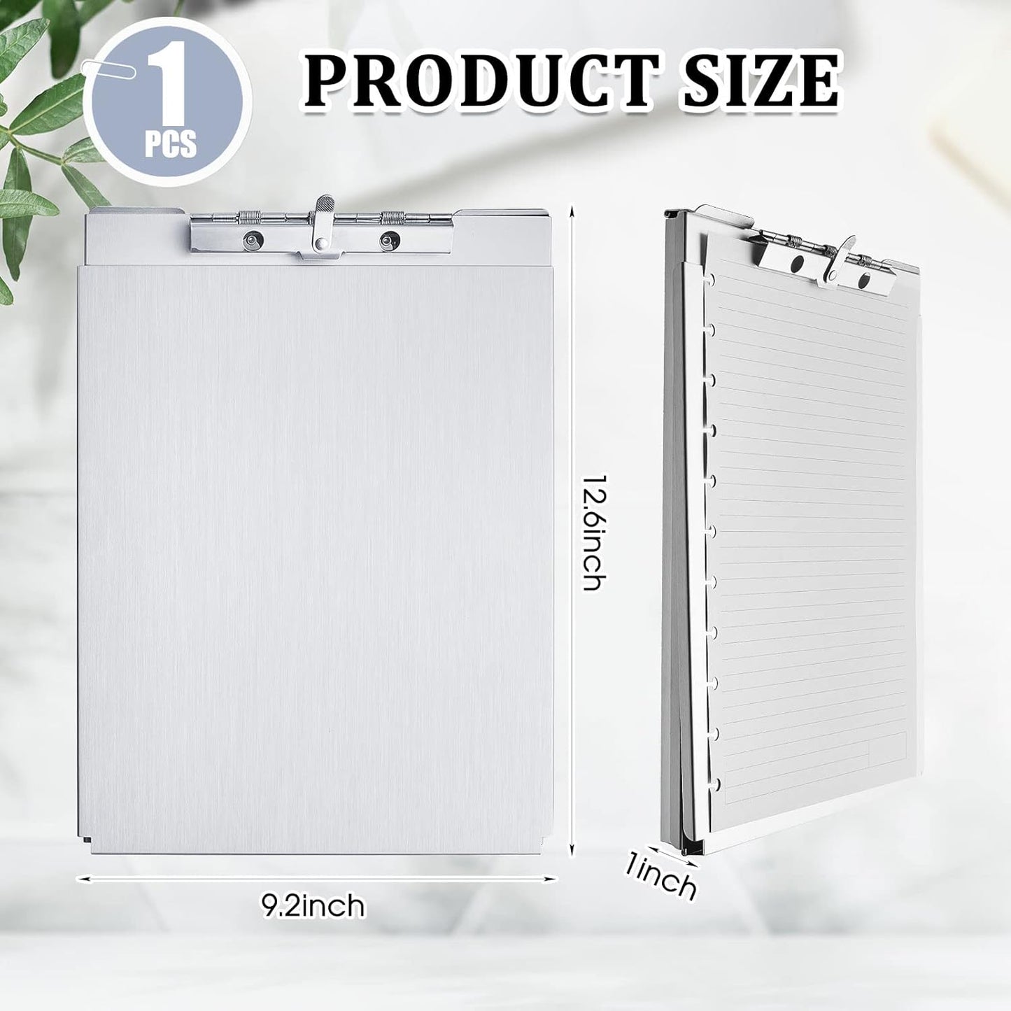 Henoyso Metal Storage Clipboard Bulk Heavy Duty Aluminum Clip Board for Teacher Contractor Medical Construction Office School Classroom, 12.6x9.2x1 Inch, Fit Letter Size 8.5x11 Inch Paper(1 Pcs)