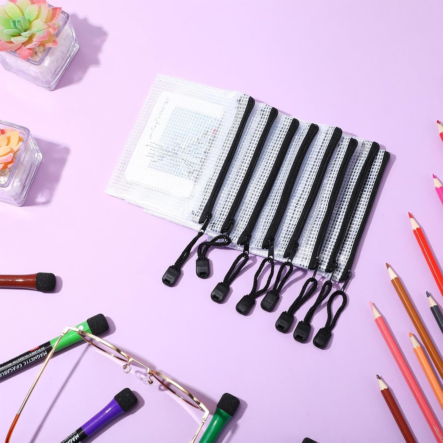 Jetec 32 Pcs Mesh Zipper Bags Toy Storage Bikini Organizer Bag Bolsas Para Guardar Trajes De Baño Waterproof Zipper Reusable Pouch Puzzle Multipurpose for Storage Office(Black,5.1 x 4.1 Inch)