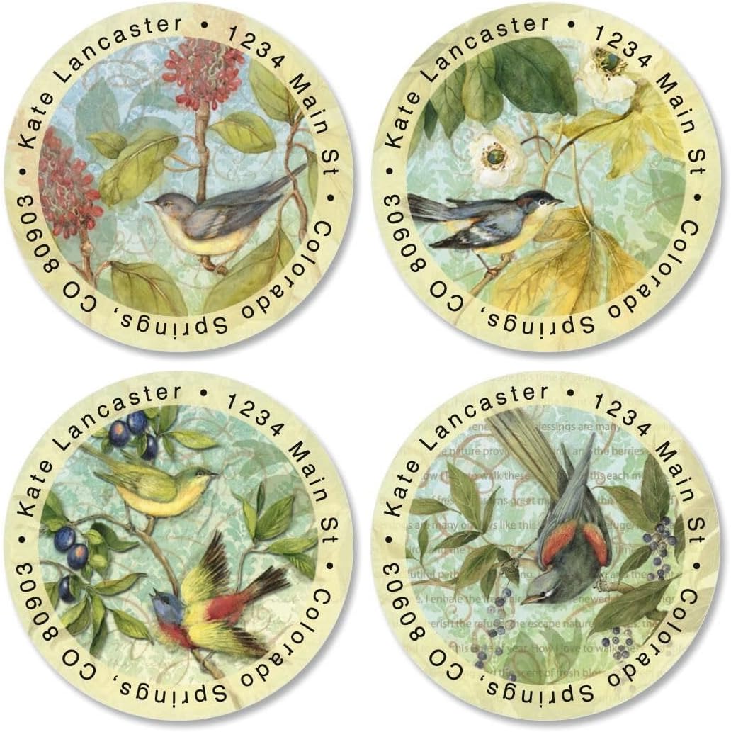 Colorful Images Botanical Brights Return Address Mailing Labels, Personalize with Name & Addresses, Set of 144 Self Adhesive, Easy Peel Flat Label Sheets, 1-½" Across, 4 Designs