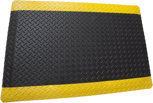 Rhino Mats, American Classic Diamond Anti-Fatigue Mats, Industrial Ergonomic Comfort Standing Mat for Work, Home, Garage, Office, Kitchen or Anywhere (Black/Yellow 1" Thick, 4 FT. x 25 FT.)