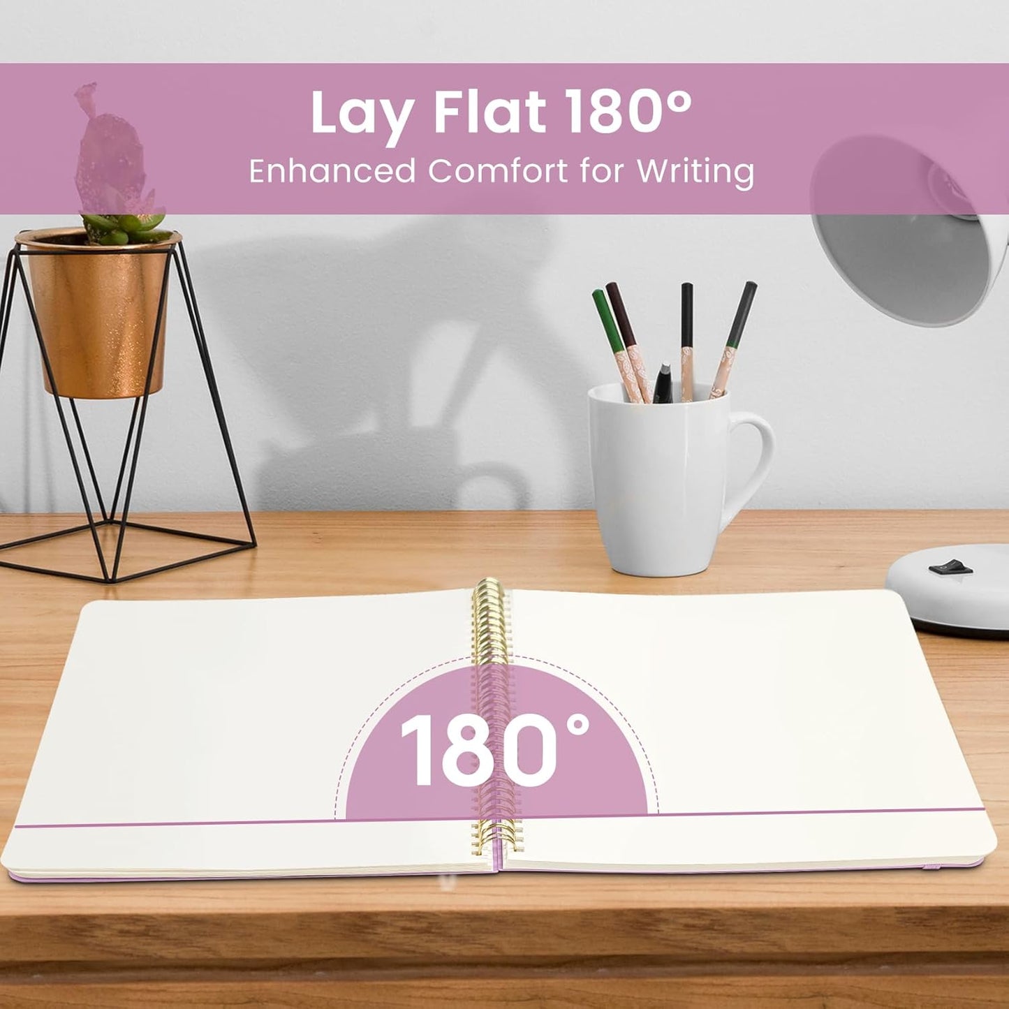 Taja Spiral Blank Notebook, 8.5"x11" Notebooks for Work, Large A4 Journal for Women & Men, Sketch Journal, Journaling Notebook for Writing, Plastic Cover Spiral Journal, Purple