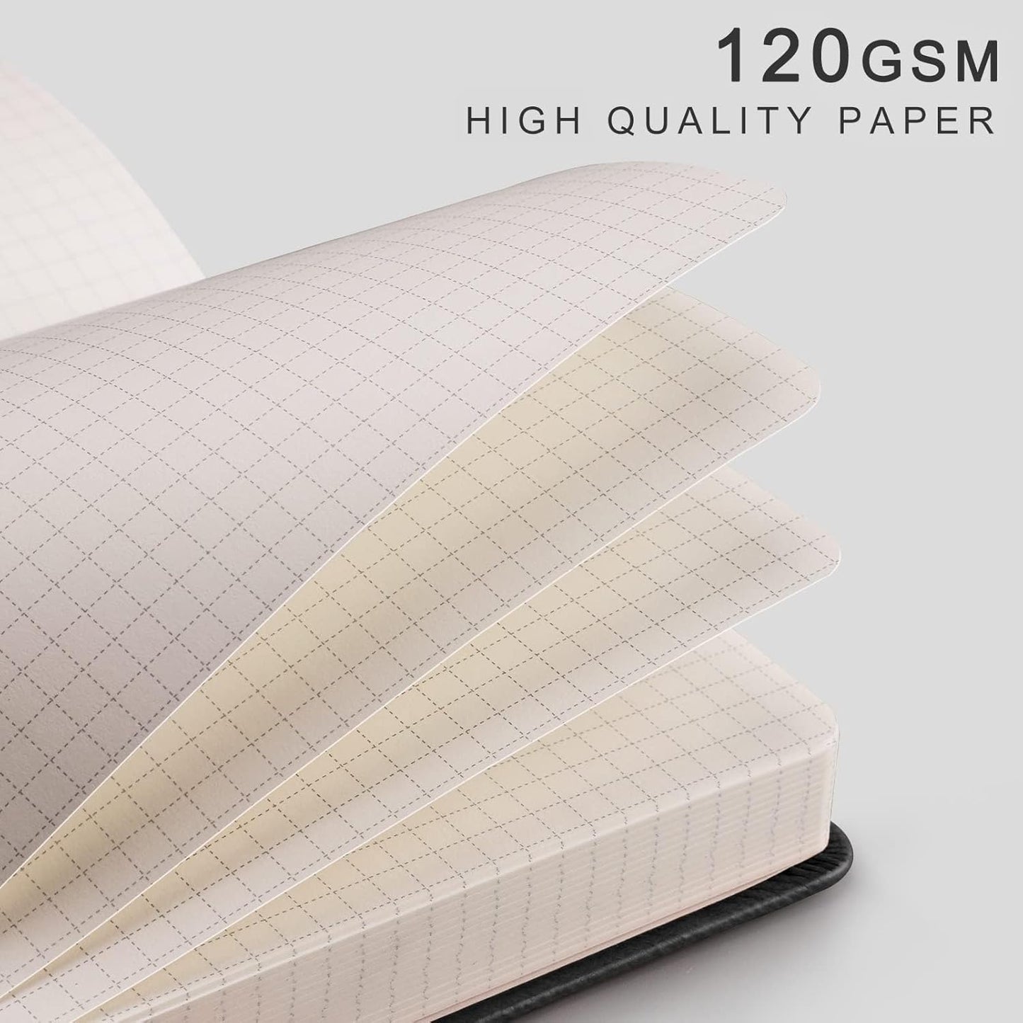 EMSHOI Graph Paper Notebook - 256 Pages A5 Graph Notebook/Journal, Hard Cover, 120gsm Thick Paper, Smooth PU Leather, Inner Pocket, 5.75'' × 8.38''-Black