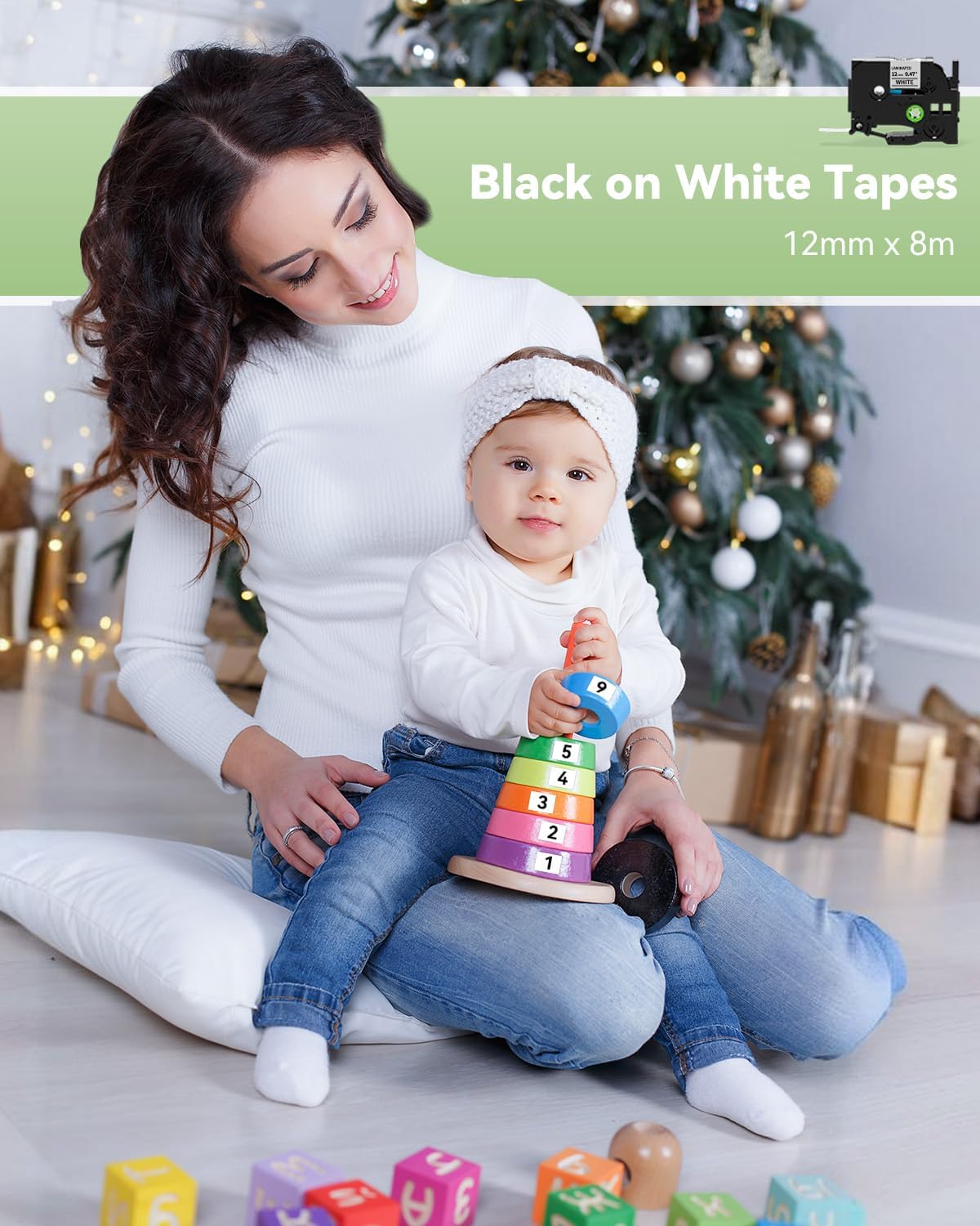 12mm 0.47 Laminated White Tape Tze Tz Label Compatible with Brother P-touch 1/2 Inch Black on White P Touch Label Maker TZe231 for PT-D210 1280 1750 PT-P300BT PT-P700BT Cube Plus Tape, 10-Pack