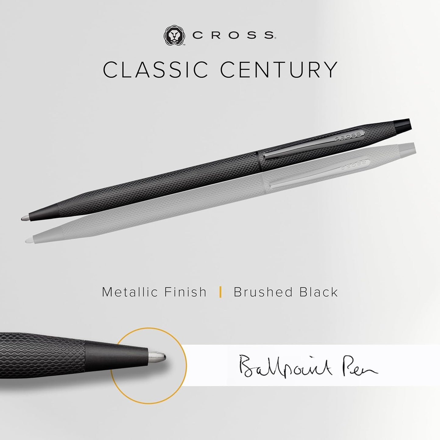 Cross Classic Century Refillable Ballpoint Pen Presented in a Luxury Gift Box - Medium Point, Black Ink, Brushed Black