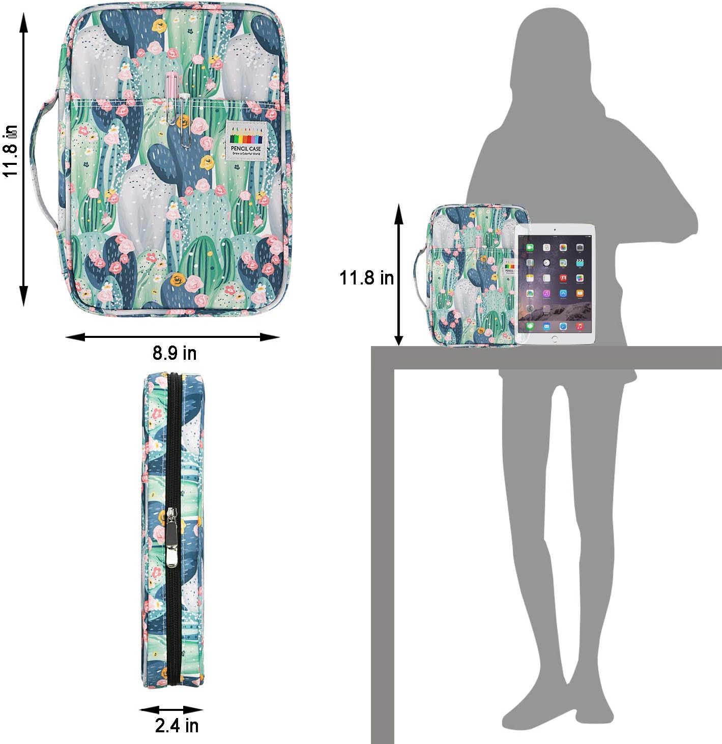 YOUSHARES Colored Pencil Case Holder - Pen Case Organizer with Multilayer Holder for Prismacolor Colored Pencils & Gel Pen of Adult & Artist (cacti)