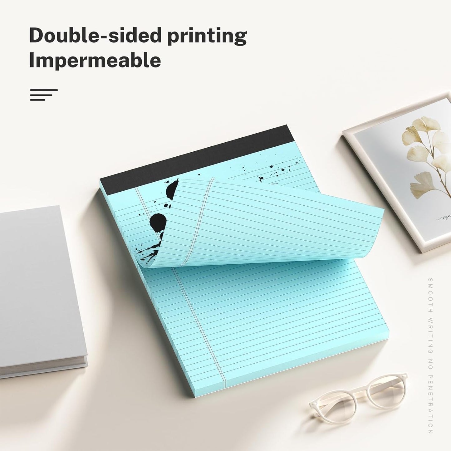 300 Sheets Blue Legal Pads 8.5 x 11 College Ruled Paper 6-Pack Note Pads Narrow Ruled 50 Sheets per Notepad Perforated Writing Pad Durable Sturdy Back 8x11 Pads of Paper