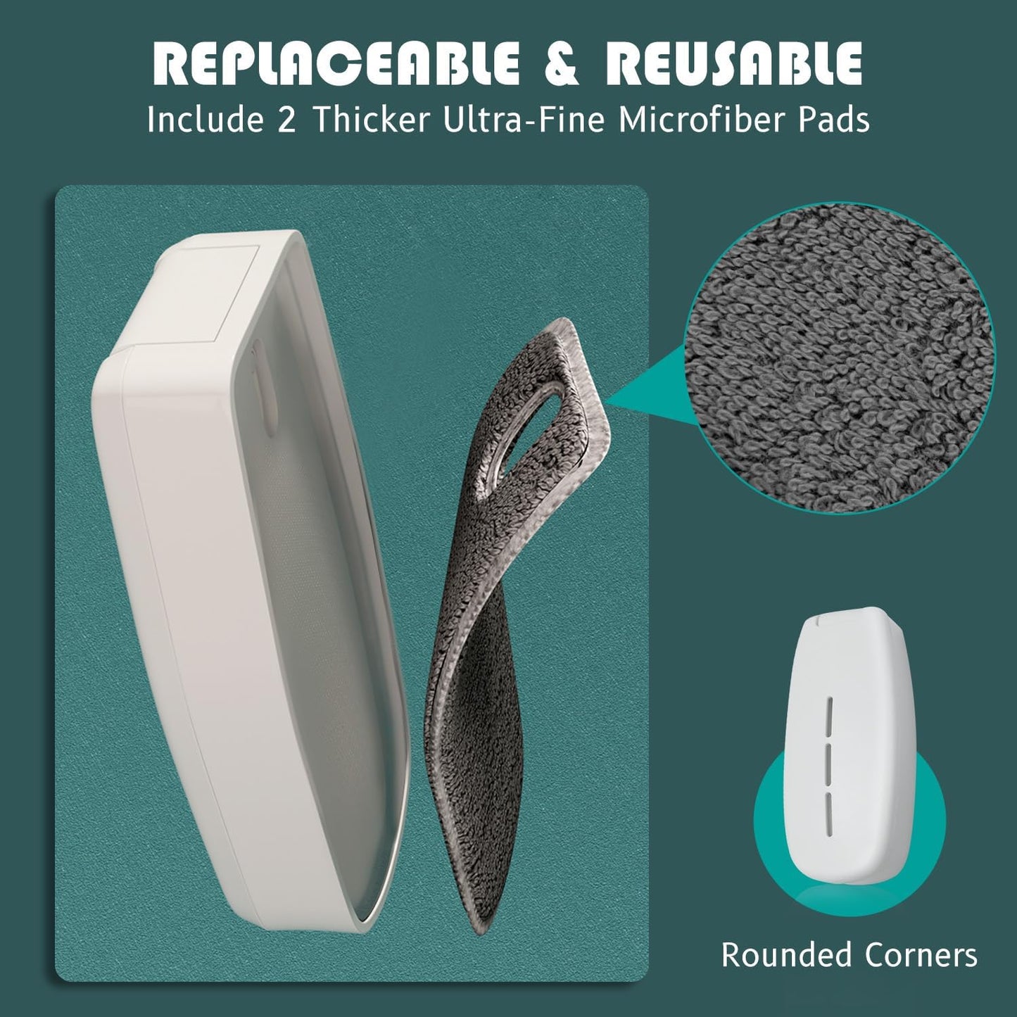 Replaceable Dry Erase Spray Eraser, 3-in-1 Non-Magnetic Chalkboard Erasers for Glass Marker Board Whiteboard, ZHIDIAN Dustless Chalk Cleaner w/ 2 Microfiber Pads