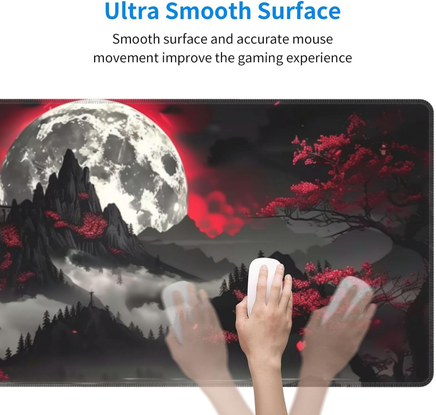 Extended Gaming Mouse Pad, Large Gaming Mouse Waterproof with Stitched Edges, Non-Slip Desktop Pad for Home and Office, Level Up Your 31.5x11.8 Inch… (Dark Night)