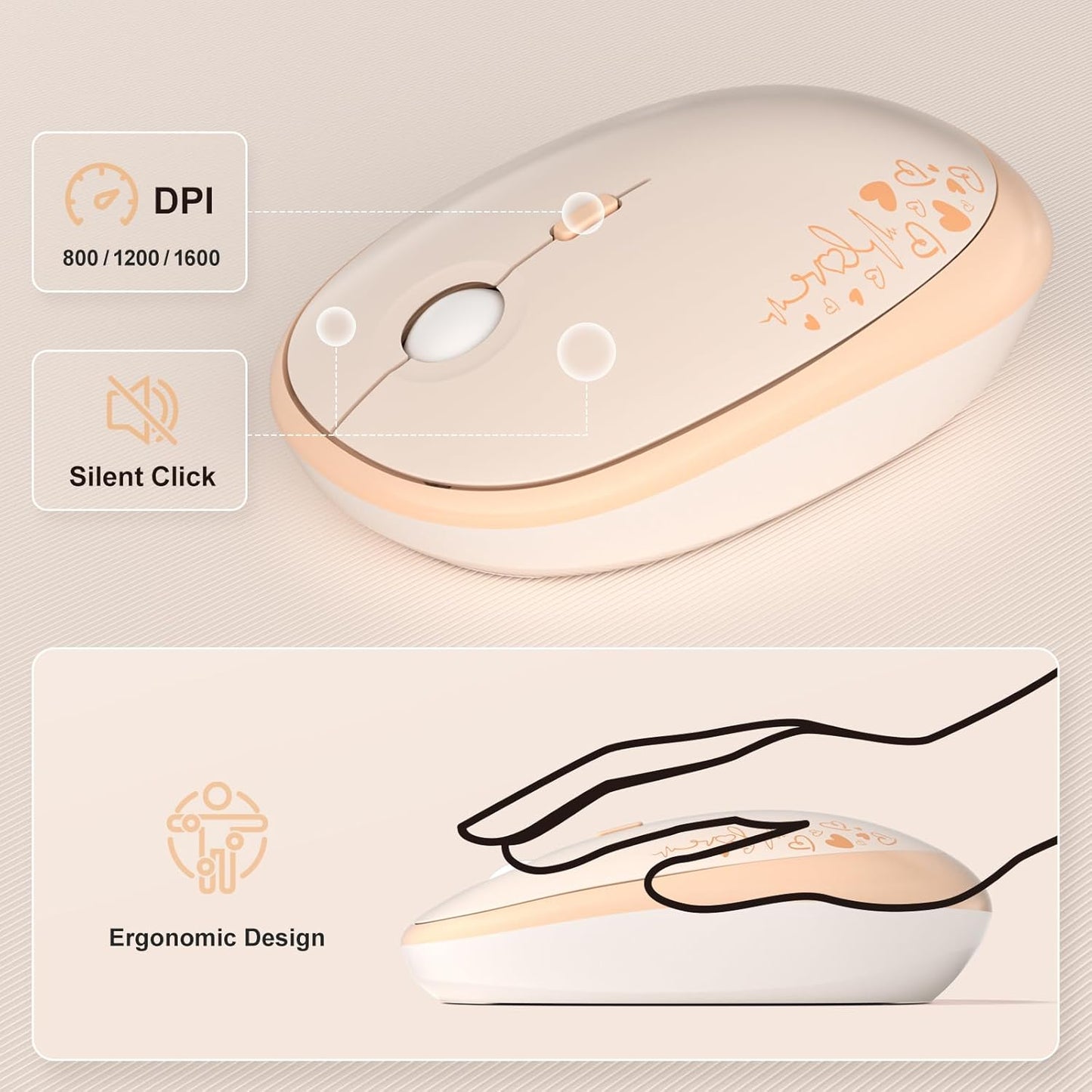 MOFII Wireless Keyboard and Mouse Combo, Cute Full Size Retro Typewriter Keyboard and Wireless Mouse, 2.4GHz Set for PC/Desktop/Laptop/Windows (Yellow Colorful)