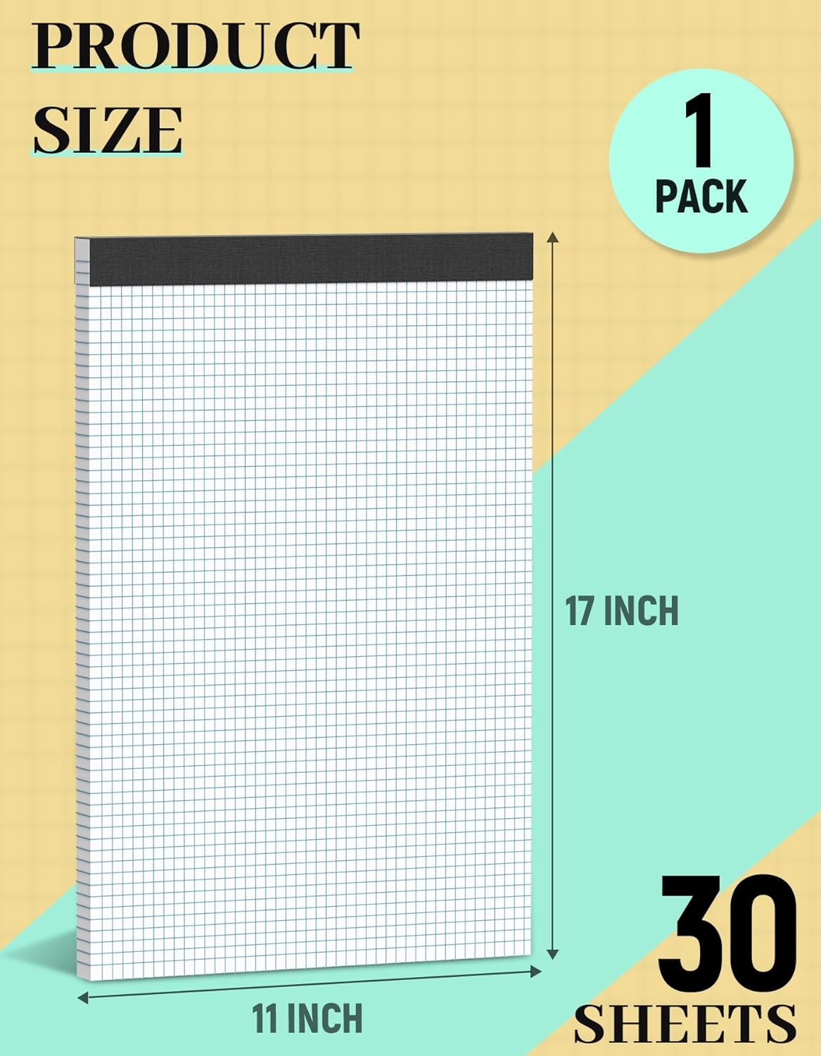 11x17 Graph Paper Pad, 4x4 Quad Ruled, 30 Sheets Large Graphing Paper 11'' x 17'' Engineering Paper, Blueprint Quadrille Grid Paper Blue Lines for Drawings, Drafting, Engineering Drawing, and Planning