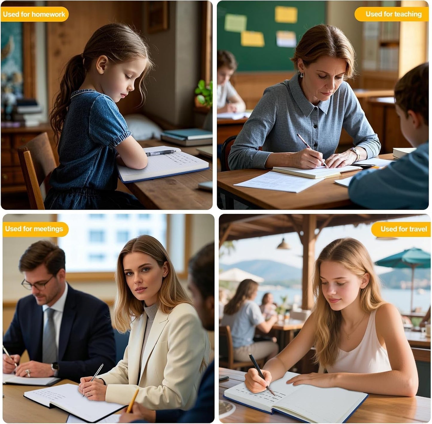 Lined Journal Notebooks, 160 Pages, 5.5x 8.2-Inch Journals for Women Men, Hardcover Notebook with 100 gsm Thick Paper, A5 Size College Ruled Notebook for Writing/Travel/Work (Blue, 6 Pack)