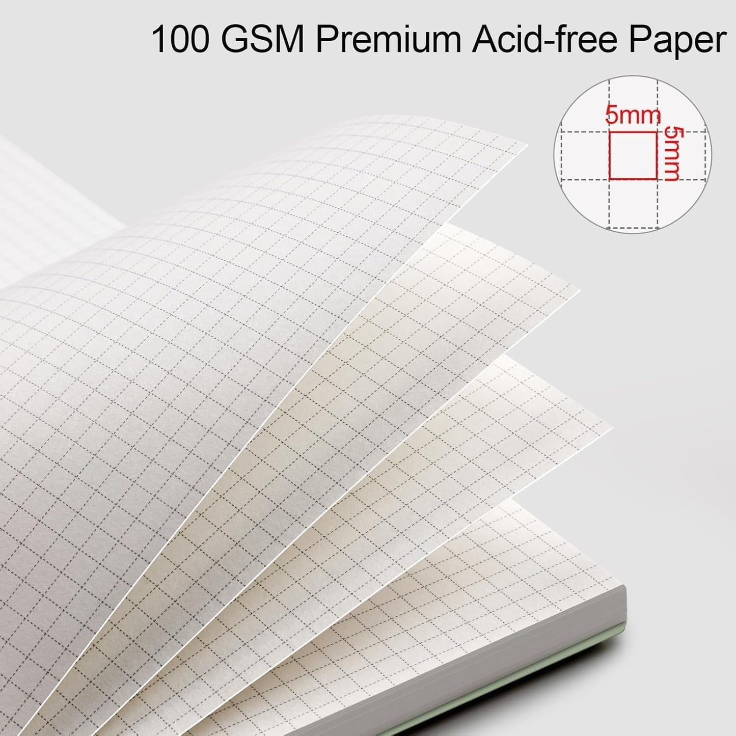 AHGXG Graph Paper Notebook - Spiral Notebook Journal 160 Pages, A5 Graph Notebook 5.7" x 8.3", 100 gsm Thick Grid Paper, Waterproof Plastic Cover, for School Writing Engineering Math, Sage Green