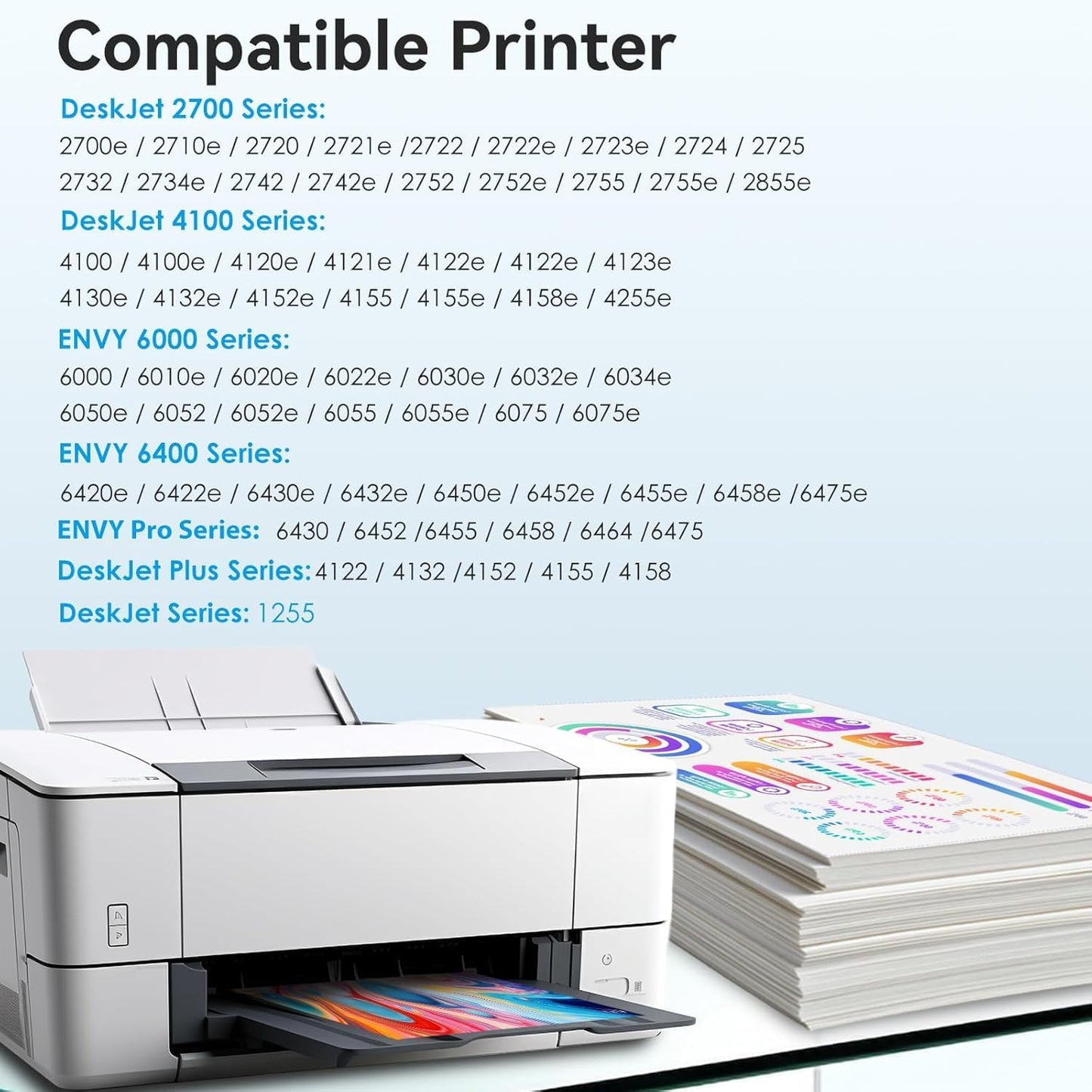 67XL Printer Ink Compatible for HP Ink 67 Replacement for HP67 67XL Ink Cartridges Black/Color Combo Pack Fit for DeskJet 2855e 2827e 4255e 2800e 2700e 2755e 4155e Envy 6000 6055e 6400 6455e Printer