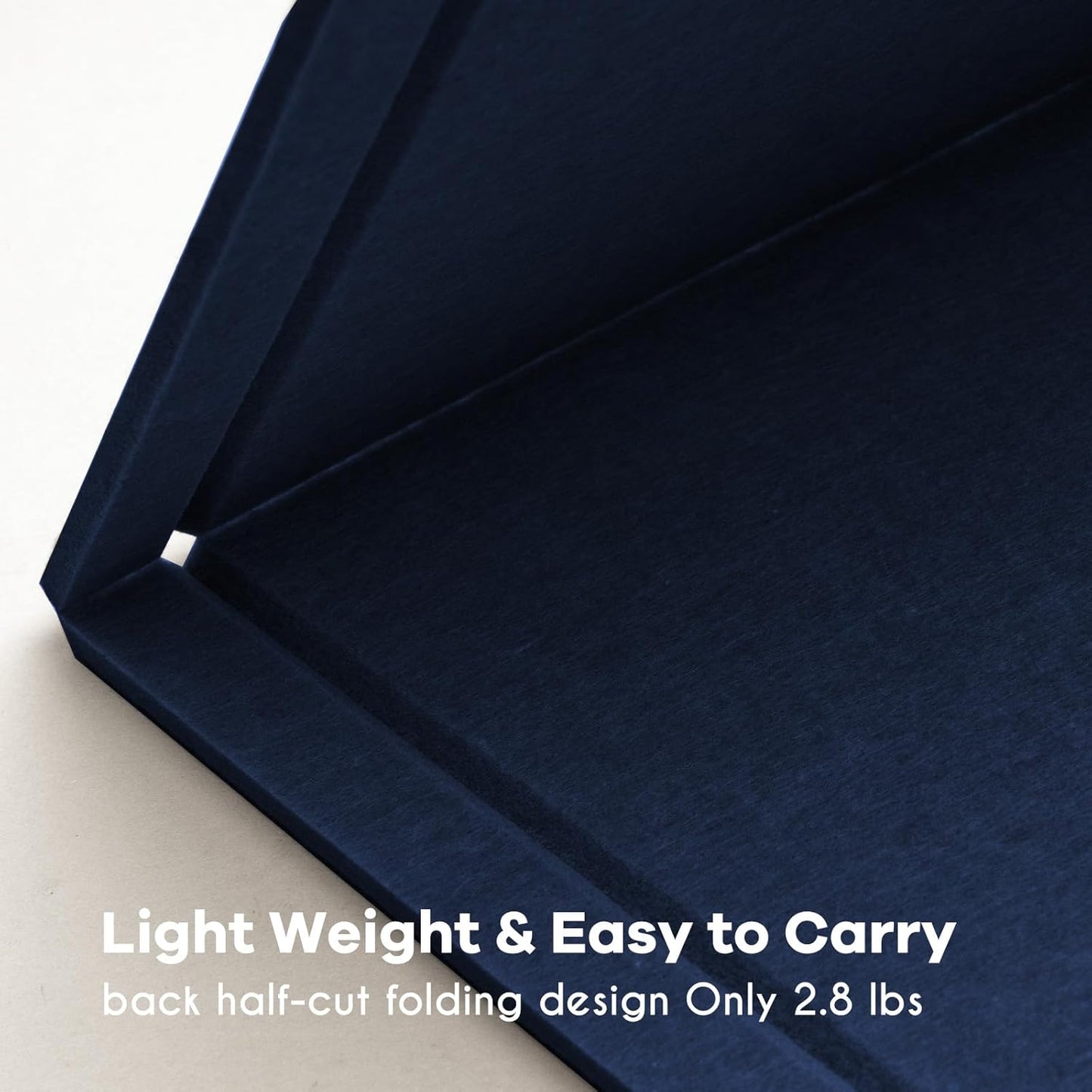 Large Bulletin Board - 48 x 36 Inches, Decorative Felt Pin Board for Wall - 4' x 3' Foldable Photo Display Board with Self-Adhesive Tape, Includes 20 Push Pins - Dark Blue