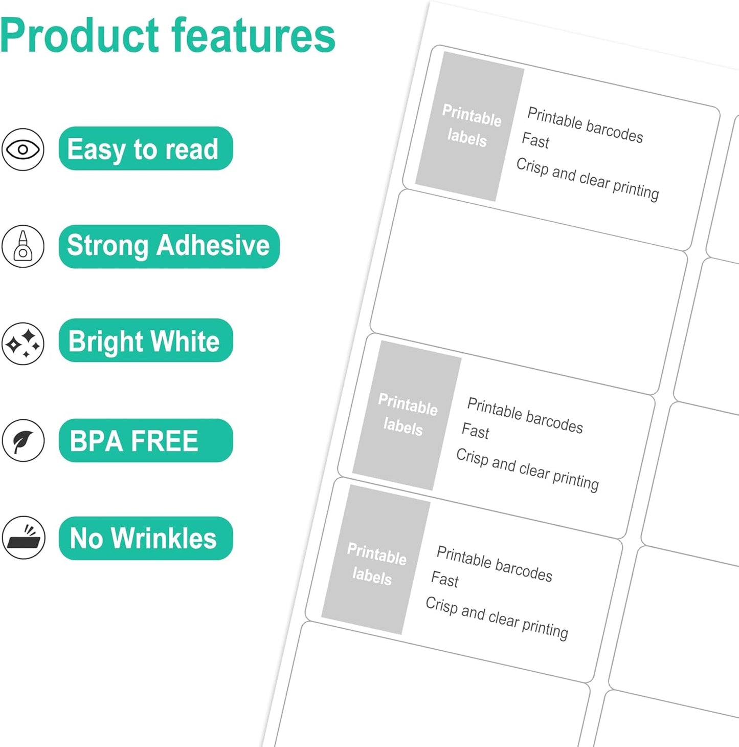 L LIKED 2" x 4" Label Stickers, Printable White 10 per Sheets Total 1000 Labels for Laser/Inkjet Printing - Matte (1000 Labels)