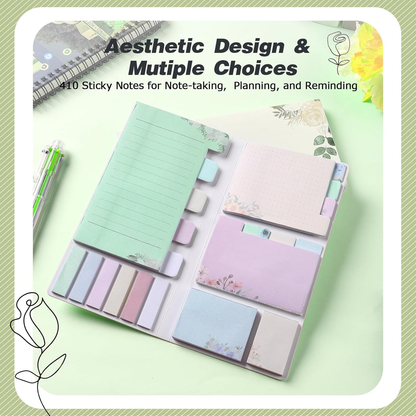 Sticky Notes Set Sticky Notes Tabs Divider Sticky Notes Planner Sticky Notes Sticky Note Dividers Tabs Book Notes Office Supplies Back to School Supplies