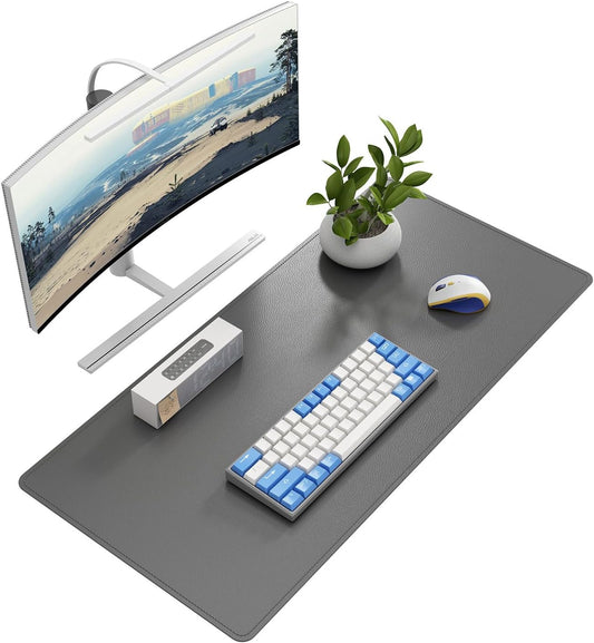 DAWNTREES Desk Mat Protector,PU Leather Desk Pad,Non Slip, Large Mouse Pad and Keyboard Mat, Waterproof Writing Pad for Office and Home (Dark Gray,35.5''x16.9'')