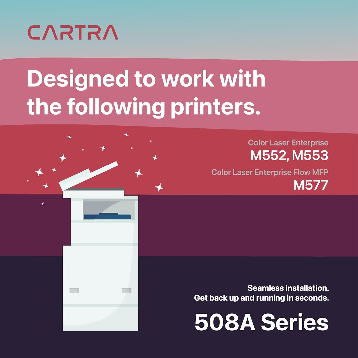 CARTRA 508A Toner Cartridges 4 Pack, Compatible Replacement for 508A Cyan Magenta Black Yellow Ink Cartridges for Color Printers, Work with Color Laser Printer M553 M577, Flow MFP M577 Series