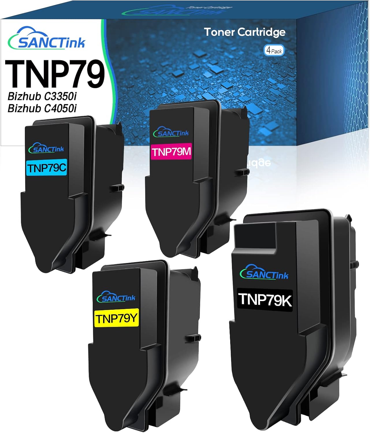 Compatible Toner Cartridge for Konica Minolta TNP79 TNP79K TNP79C TNP79M TNP79Y, High Yield to use with Bizhub C3350i C4050i Printer AAJW430 AAJW330 AAJW230 AAJW130 (High Yield, 4 Pack)