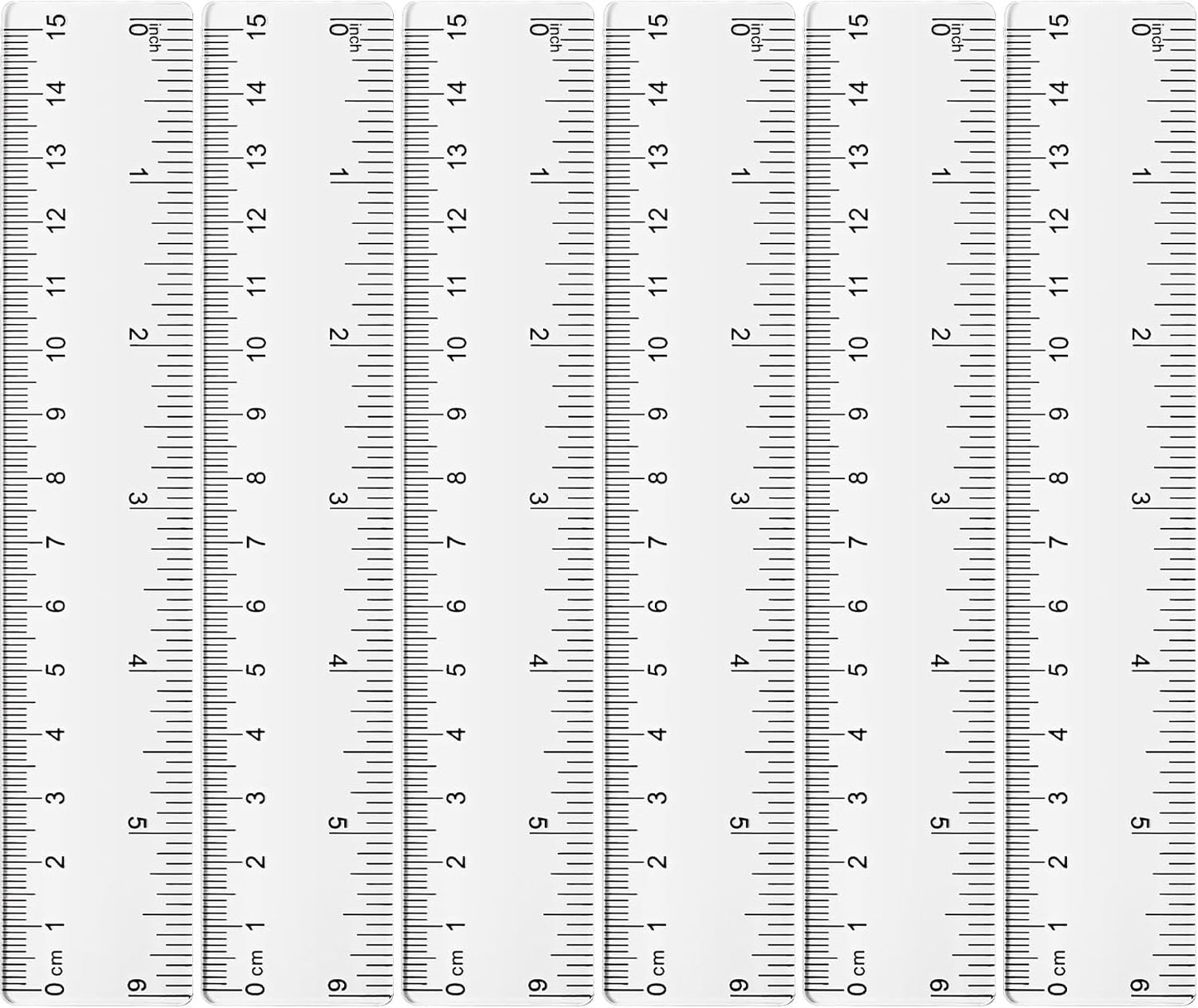 Zonon 6 Pcs 6 Inch Ruler Bulk Clear Plastic Flexible Straight Metric Rulers with Centimeters and Inches Drafting Measuring Tool for Classroom School Students Education
