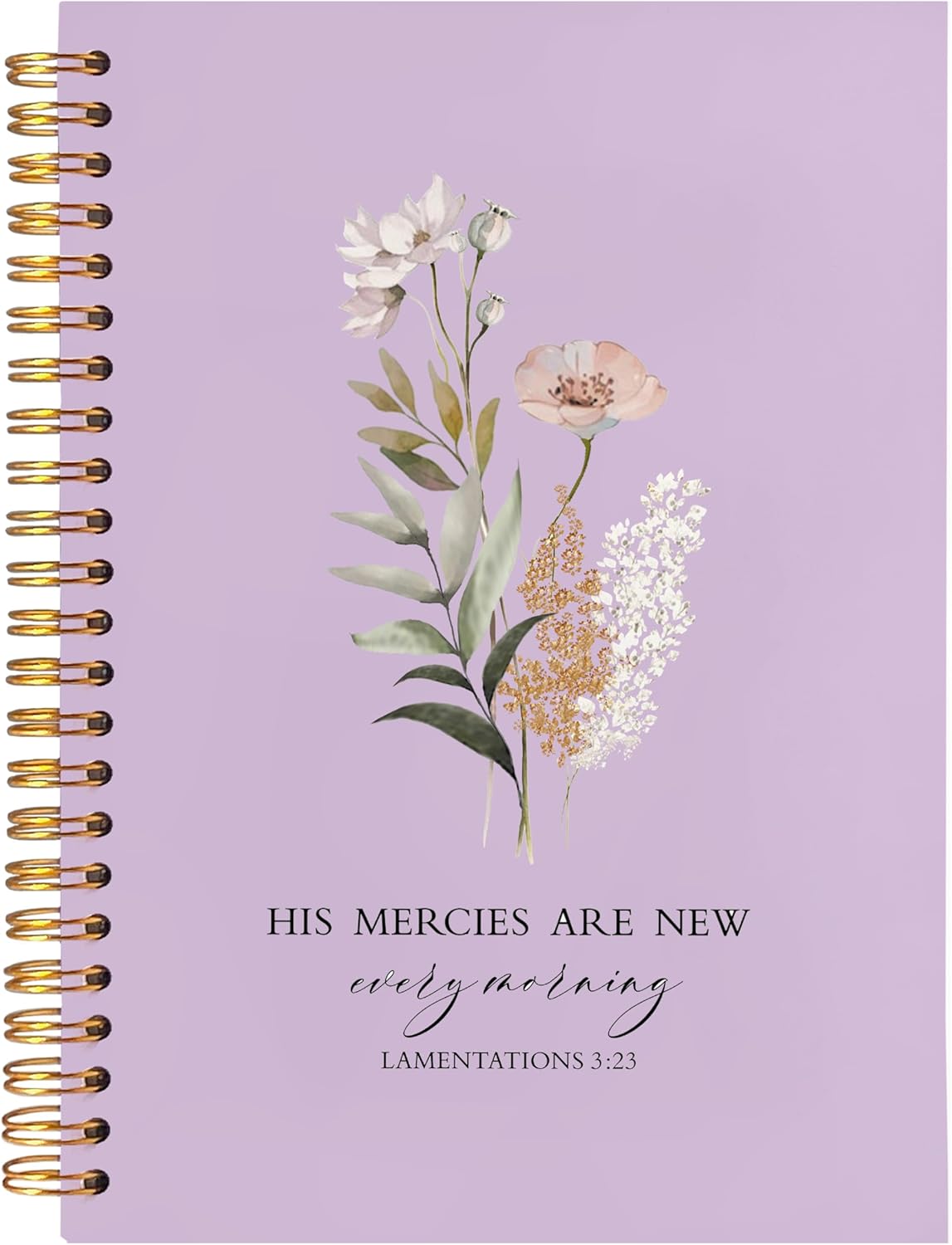 BearCake Purple Bible Christian Journals Floral Notebooks for Women Note Taking,Prayer Journal for Women, His Mercies are New Every Morning,Bible Study Journal for Women 5.5x8.3