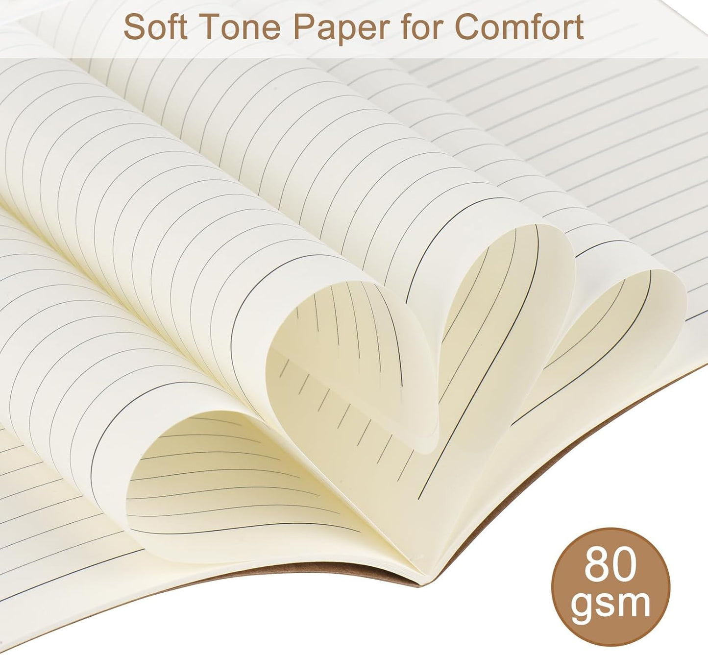 ZCZN 5 Pack A5 Kraft Notebooks Bulk, 8.15x5.5 Inches Lined Paper Journaling Notebooks, Notebooks for Work, Composition Notebooks for School, Journal Notebooks for Office, 60 Pages