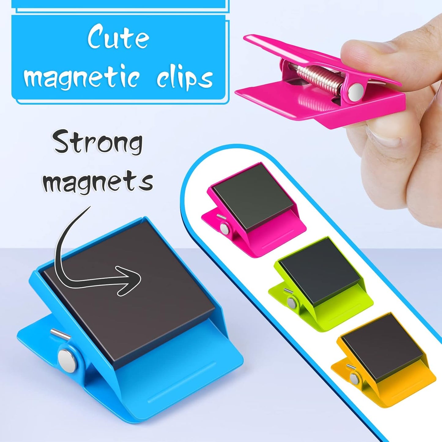 Grtard 12 Pack Magnetic Clips Heavy Duty, Colorful Strong Fridge Magnet Clips Heavy Duty, Metal Magnet Clips for Fridge, clip Magnets, Magnetic Clips for Refrigerator, Locker, Whiteboard, Home, Office
