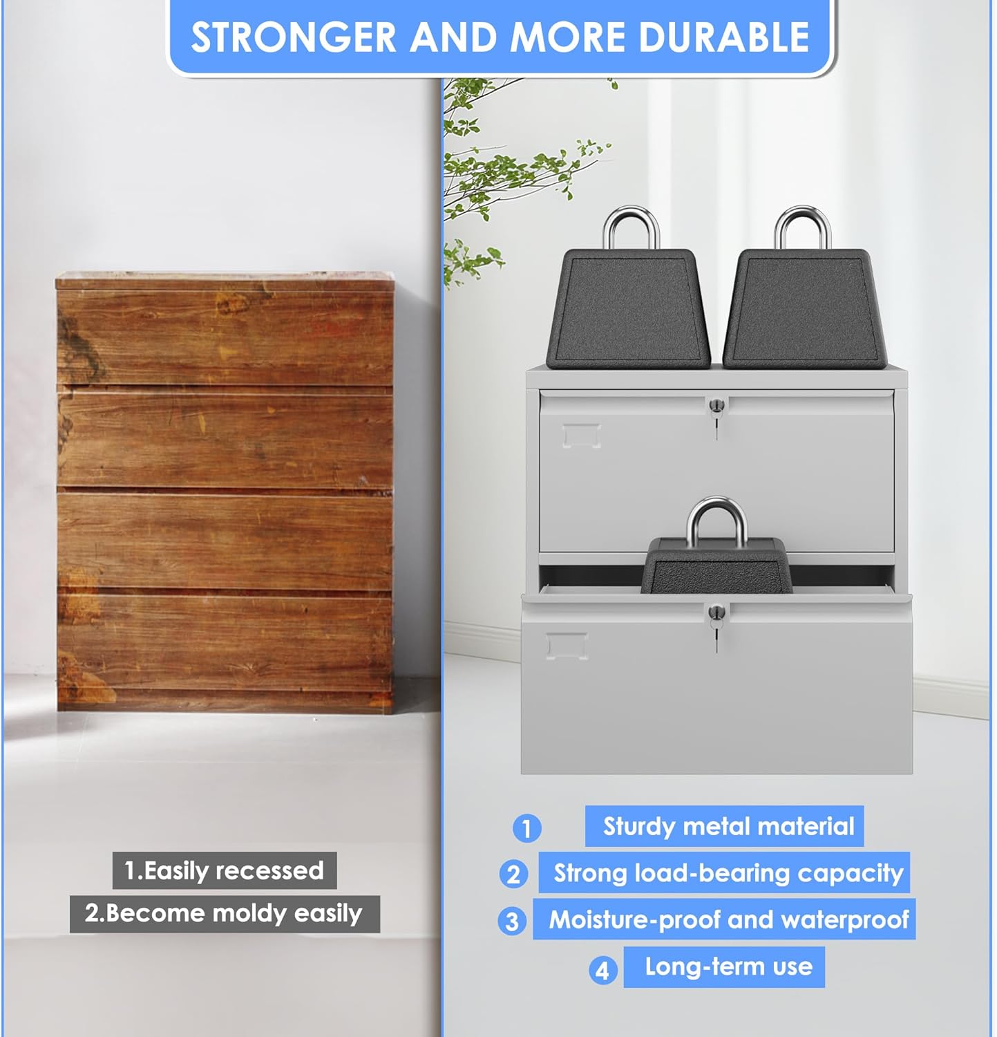 Aobabo 2 Drawer Wide Lateral File Cabinet, Metal Filing Cabinet with Lock, Suitable for Home Office School Hanging Files Letter/Legal/F4/A4 Size,White,Required-Assembly,15.87" D x 28.94" W x 30.24" H