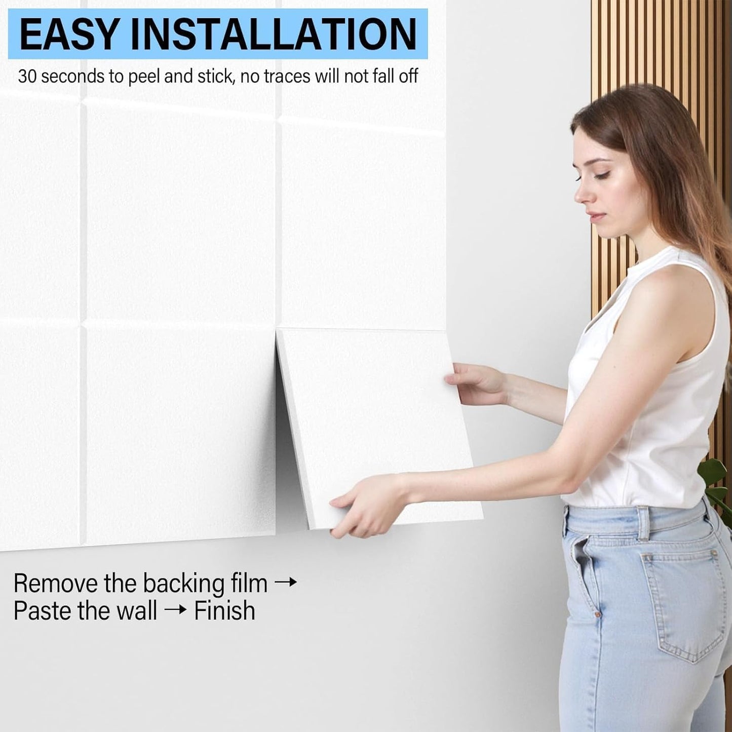 Large Cork Boards for Walls – 48 x 36 Self Adhesive Felt Wall Tiles, Ideal for Office Wall Organizing Bulletin Board, Easy to Install Cork Boards Felt Board