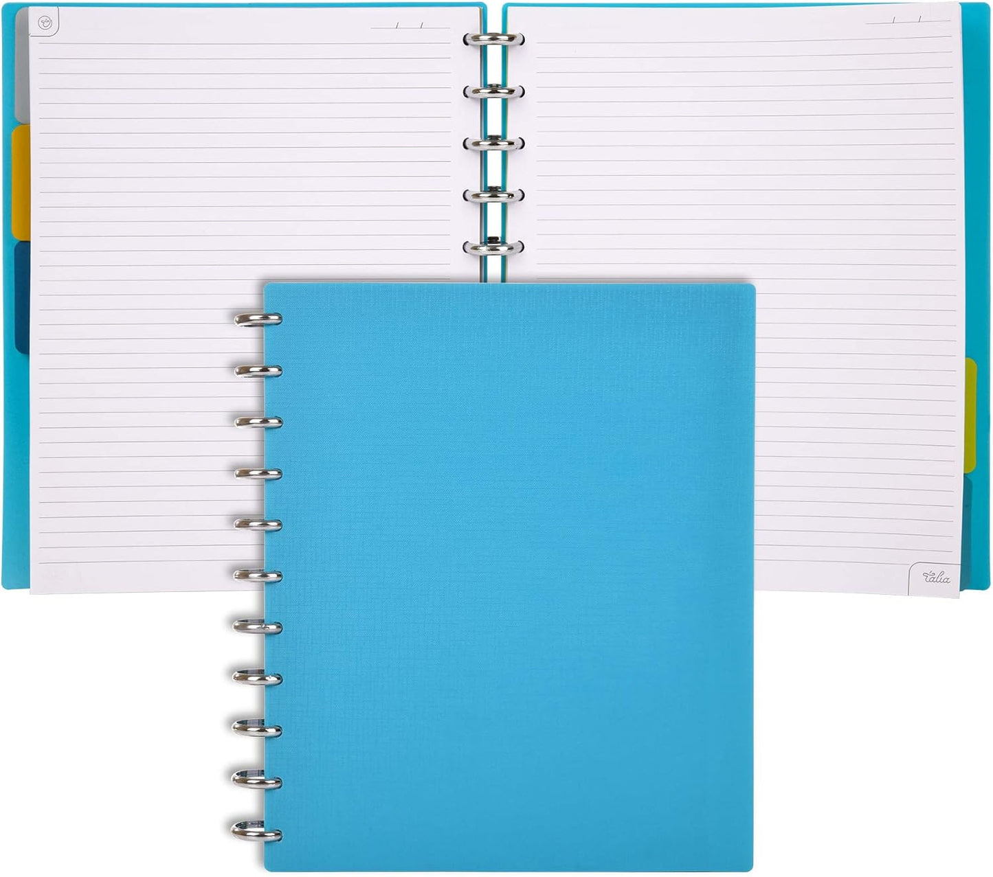 Talia Discbound Notebooks, Planner, Customizable, (yCelestial Turquoise w/Silver Discs, Letter (8.5in x 11in))