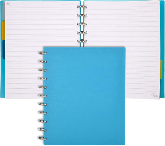 Talia Discbound Notebooks, Planner, Customizable, (yCelestial Turquoise w/Silver Discs, Letter (8.5in x 11in))